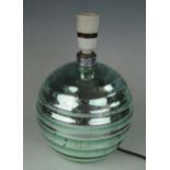 Green Mirrored Glass Lamp Base, c. 19.5cm high