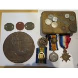 WWI Medal and Death Plaque Group awarded to 10365 CPL. L. LEWIS. S. STAFF. R., with badges