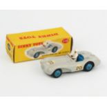 A Dinky Toys 110 Aston Martin DB3 Sports in grey with blue interior and hubs, white driver and RN '