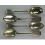 Four Victorian Silver Desert Spoons, London 1844, Chawner & Co., 175g