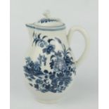 First Period Worcester Porcelain Blue and White Jug with cover, 15cm
