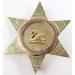 Australian Antique Two Tone 9ct Gold Six Point Star Brooch, each point marked with a territory and