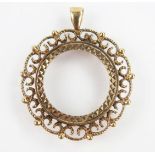 9ct Gold Half Sovereign Pendant Frame, 3.5