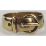 9ct Gold Buckle Ring, size R, 4.9g