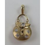 Hallmarked 9ct Gold and Diamond Handbag Charm, 1.4g