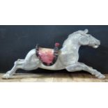 Large Metal Fairground Horse with fibreglass seat, c. 170cm long