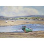 Wyn Appleford, 1932 - 2016, Devon Artist, Estuary Scene, Oil on Canvas, 44 x 30cm, Signed, Framed