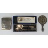 Selection of Odd Silver including a cigarette case and teaspoons, including Newcastle 1854 Reid &