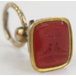 Georgian Gold Jump Ring (15mm diam.) and gold plated seal with orange agate matrix decorated with