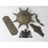Antique Brass Alloy Pendant Light Ceiling Boss in the form of an eight point star, 28cm diam.,