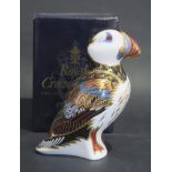Royal Crown Derby Puffin Paperweight, gold stopper, boxed