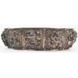 19th Century Indian Unmarked Silver Bangle decorated with Hindu figures, 35mm wide, 85g