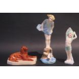 Royal Worcester Ornaments including Sea-Breeze, To Bed and Setter