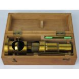 Late 19th Century Brass Microscope in box, box 16.5cm long