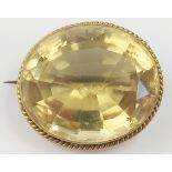 Large 9ct Gold and Citrine Brooch, 31x27mm stone, 15.4g