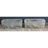 Pair of Reconstituted Stone Garden Troughs, 71x28cm
