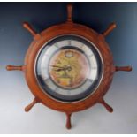 Small World Rhythm Ship's Wheel Automaton Musical Clock, 4MH817-R, 63cm wide
