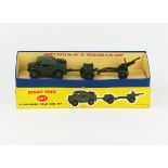 A Dinky Toys 697 25-Pounder Field Gun Unit Set in first issue yellow lid box. Excellent (cracking to