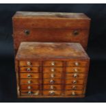 Edwardian Mahogany Box (44.5cm wide) and 18 drawer box (33.5cm wide)