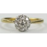 18ct Gold and Diamond Cluster Ring, 7mm head, size L.5, 1.9g