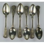 Six Victorian Kings Pattern Teaspoons, 14.5cm, London 1849, John Stone (Exeter), 182.9g