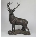 Mary Laing Modern Bronze Resin Stag Ornament, dated 02, 318/500, 35cm tall