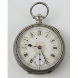 Ladies Silver Cased Open Dial Pocket Watch, 39mm case with key wound movement, not running