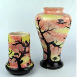 Large Cobridge Stoneware 'African Sunset' Vase (26cm tall) and one smaller
