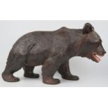 Max Leuthold Black Forest Bear with glass eyes and painted open mouth, label to foot (Lowenplatz 2