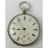 Silver Cased Open Dial Fob Watch, 47mm case. Not running