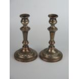 Pair of 19th century Sheffield Plate Candlesticks, 21cm