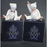 Two Crown Derby Miniatures _ Teddy Bear Victoria and Edward