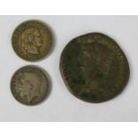 Claudius Augustus Rome Mint Coin (28.5mm) and two silver coins