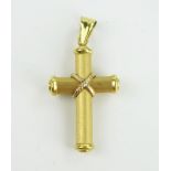 18ct Brushed Gold Cross, 43mm drop, 3.9g