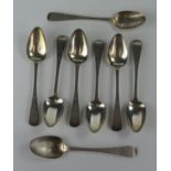 Eight Jersey Bright Cut Silver Teaspoons, Thomas de Gruchy and John le Gallais, Jersey, 1831-1846,
