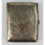 Silver Cigarette Case with chased foliate scroll decoration, Birmingham 1916, Smith & Bartlam, 63.2g