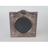 Modern Silver Easel Back Photograph Frame decorated with Cupids, 3.75" aperture