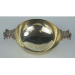 Scottish Silver Quaich decorated with thistle handles, 11cm to handles, Edinburgh 1993, Mappin &