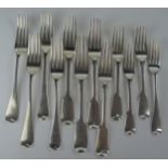 George III and later Silver Table and Desert Forks, 784g