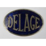 Delage Enamel Radiator Plaque, original, 81x51mm