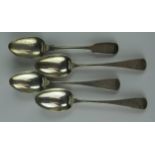 Four Silver Teaspoons, London 1881, Chawner & Co., 99g