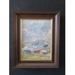 Harley Crossley, Lynmouth Harbour, oil on canvas, framed, 54 x 44cm