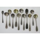 Twelve Georgian and Later Silver Condiment Spoons, 125.5g