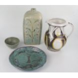 Jane Whittock 'Faith & Light' Studio Pottery Plate (20cm), jug, lamp base and tea bowl