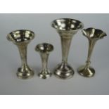 Four Loaded Silver Spill Vases, tallest 14cm
