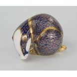 Royal Crown Derby Badger Paperweight, gold stopper