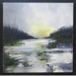 Nigel Kingston, Contemporary British Painter, Evening River Scene, Signed, Acrylic on Canvas, 122
