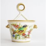 Royal Worcester, circa 1870's, date letter rubbed, decorated with a Robin on Holly bush to one
