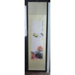 A Chinese scroll painting, ink and watercolour on paper, attributed to Qi Liangchi, 115x33.5cm.