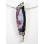 Catherine Best _ An 18ct White Gold, Diamond and Agate Cameo Pendant _"Chantalle" by Andreas Pauly